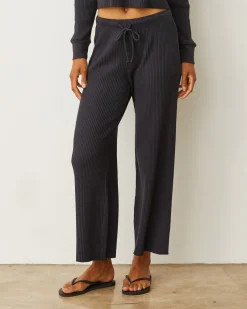 MONROW Waffle Crop Lounge Sweat FADEDBLACK Discount